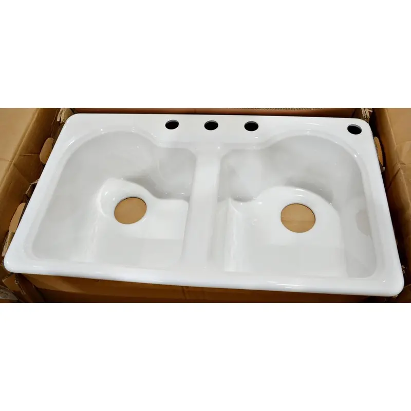 Signature Hardware Twenlow Bs470-4 32-Inch Double-Bowl Cast Iron Drop-In Sink 1