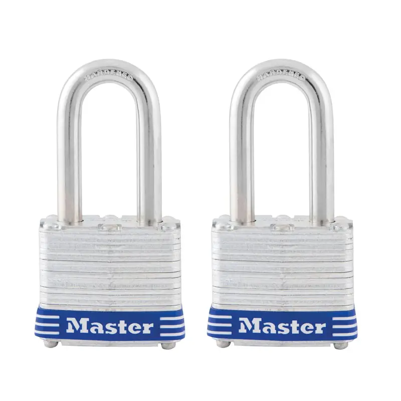 Silver-Finish Laminated Steel Padlock – 2-Pack Keyed Security Lock 1