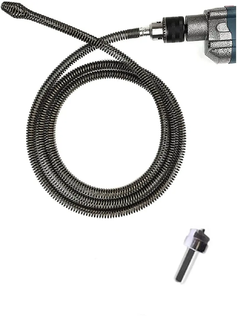 Spring-Action Pipe Cleaner With Drill Adapter For Clogged Sinks, Showers, And Toilets (2M) 1