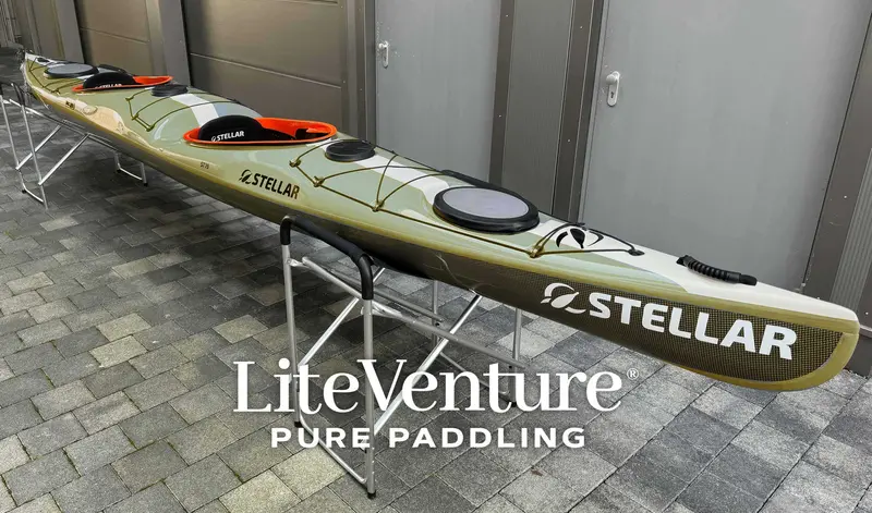 St19 Modular Multisport Kayak – Carbon/Kevlar Layup | Tandem & Solo Use | Reed Green/Pebble Gray/Visible Carbon 1