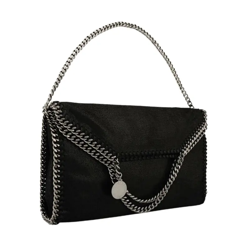 Stella Mccartney Falabella 3-Chain Foldover Tote In Black – Luxury Vegan Leather Bag 1
