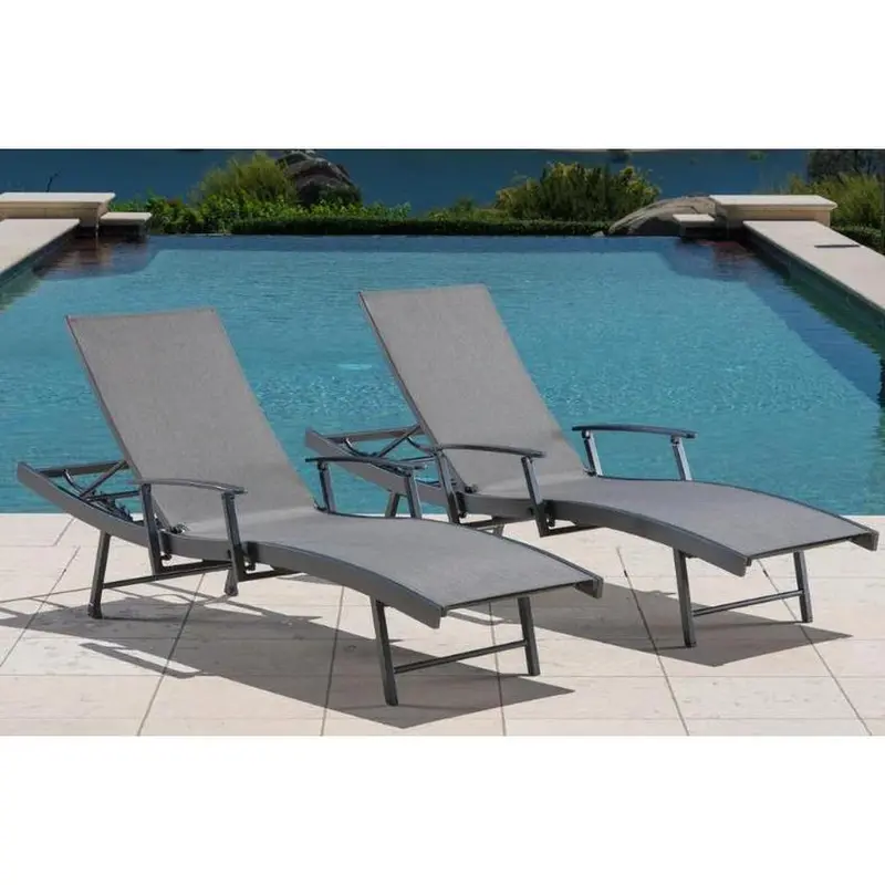 Sunvilla Sling Wave Chaise Lounge Set – 2-Pack With Adjustable Armrests 1