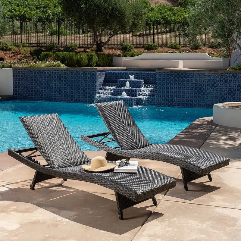 Sunville Woven Chaise Lounge With Mobility Wheels – Outdoor Ready 1