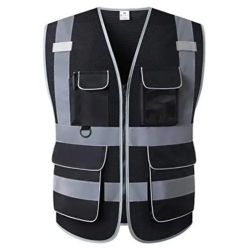 Surveyor-Grade Reflective Safety Vest – Heavy-Duty Class 2 Construction Vest With Zipper Closure, Pockets, And High-Visibility Reflective Trim 1