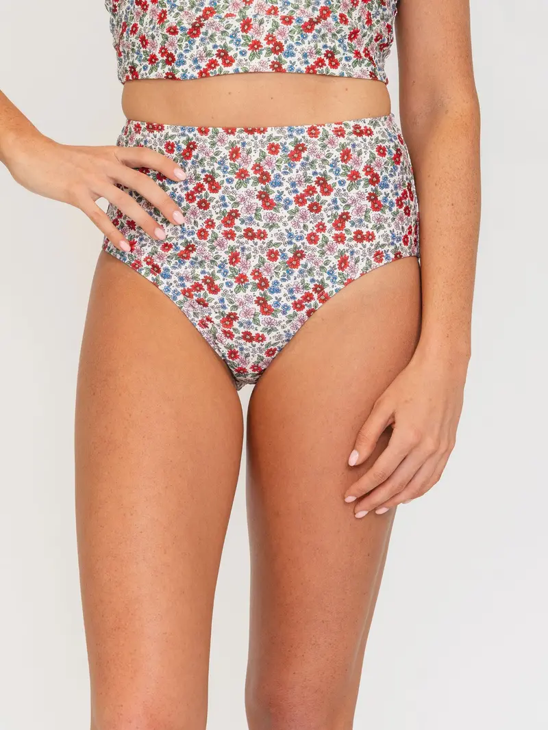 Sweet Pea Print High-Waisted Swim Bottoms 1