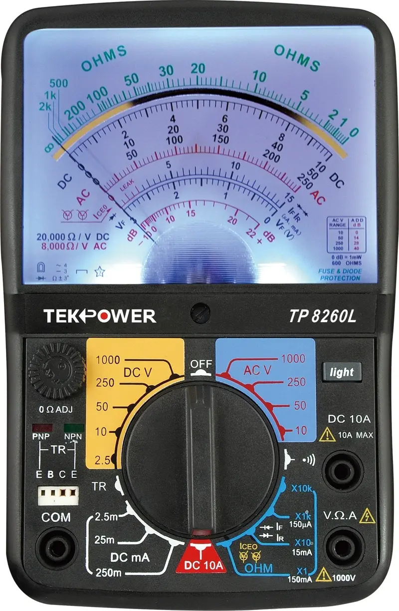 Tekpower Analog Multimeter With Backlight – Includes Transistor Tester Function 1