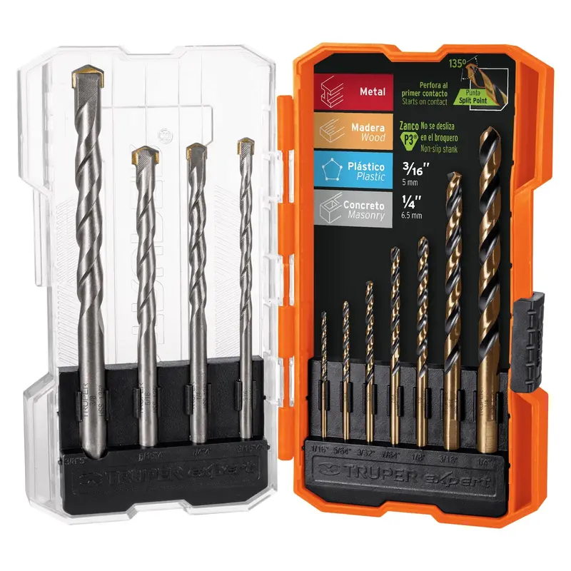 Truper 11-Piece Masonry & Metal Drill Bit Set – High-Strength Hss Construction 1
