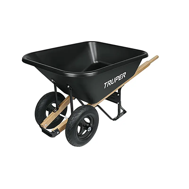 Truper 8-Foot Wheelbarrow – Plastic Tray, Reinforced Pneumatic Or Wood/Metal Hybrid Tire Options 1
