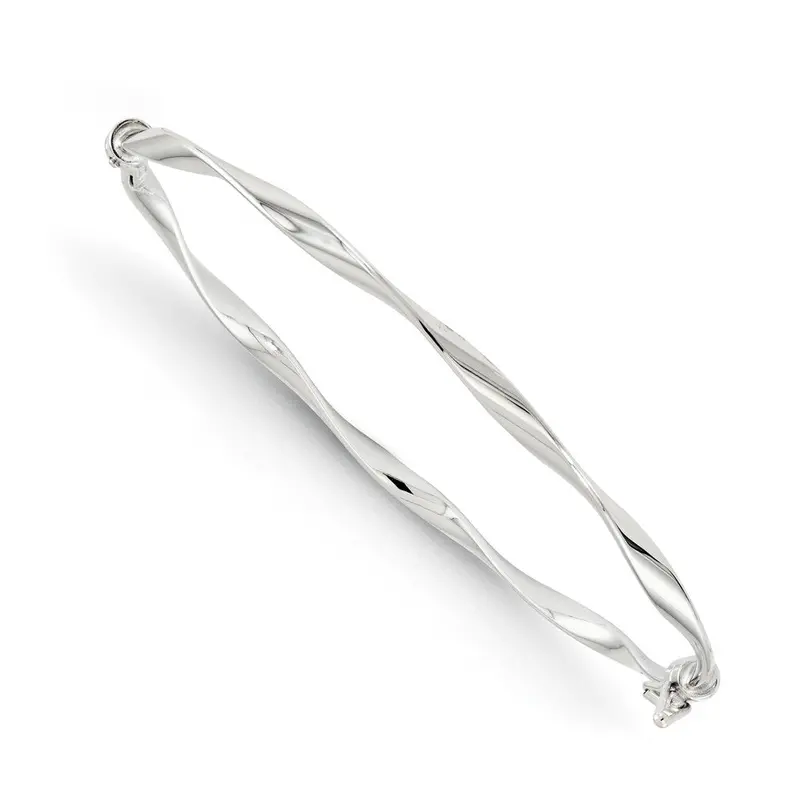 Twisted Bangle In Polished 14K White Gold – Modern Stackable Design 1
