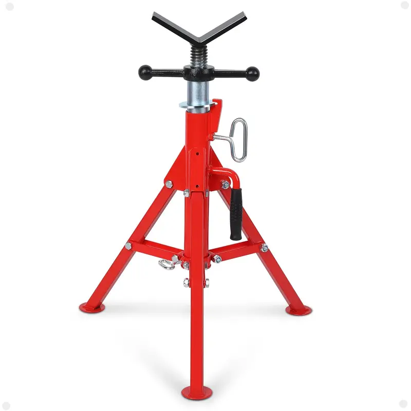 V-Head Adjustable Pipe Support Stand – 28"–52" Height, 2500 Lb Capacity, Foldable Design For Welding & Pipefitting (1/2"–12") 1