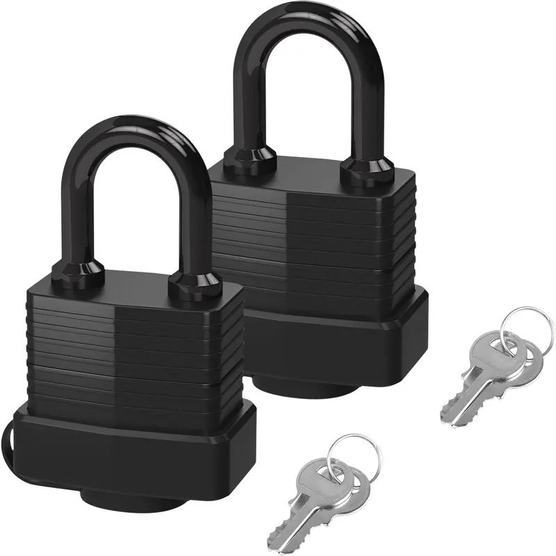 Weatherproof Laminated Padlocks With Sealed Cover – 2-Pack, Solid Brass Outdoor/Indoor Locks With 4 Matching Keys For Gyms, Lockers, Garages 1