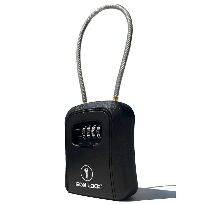 Weatherproof Portable Key Lockbox – 4-Digit Resettable Combination Safe With Detachable Cable Anchor And Dual-Mode Ab Switch 1