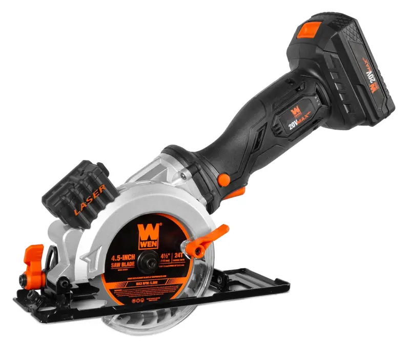 Wen 20V Cordless 4-1/2" Mini Circular Saw With 2.0Ah Battery And Charger 1