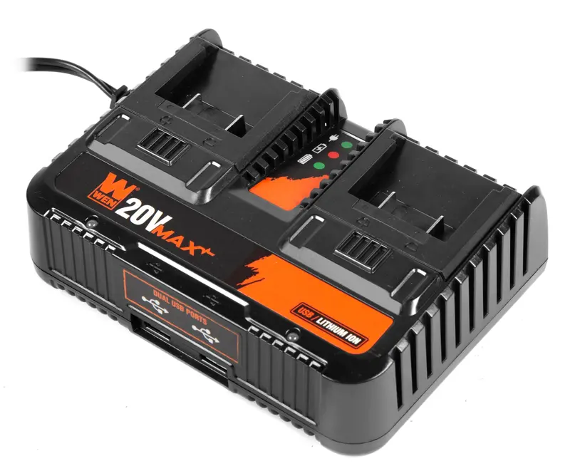 Wen 20V Max Dual-Port Lithium-Ion Battery Charger With Usb Ports (Model 20200D) 1