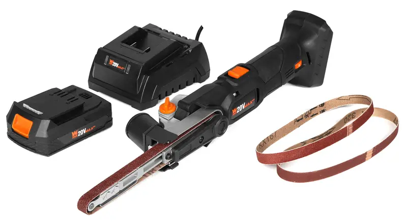 Wen 20V Variable-Speed Cordless Belt Sander — 2.0Ah Lithium-Ion Battery & Charger (Model 20437) 1