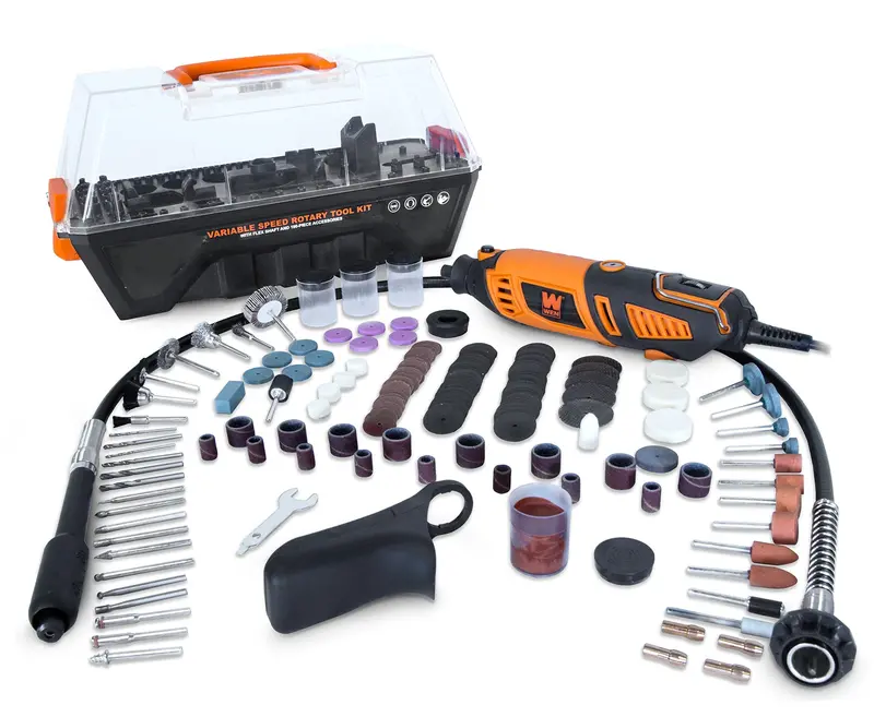Wen Variable-Speed Rotary Tool Kit – 1.3A, 190-Piece Accessories, Flexible Shaft & Carrying Case 1