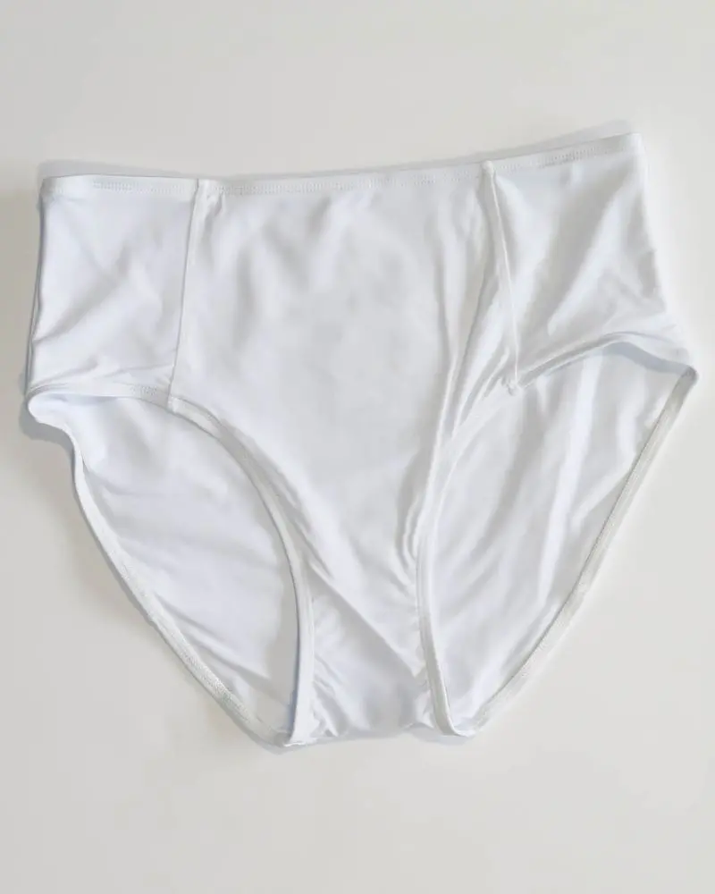 White High-Waisted Swim Bottom 1