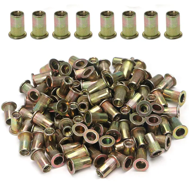 Woopais 100-Piece Carbon Steel Rivet Nut Set – Sae 5/16-18 Unc Threaded Blind Nuts For Sheet Metal Fastening 1