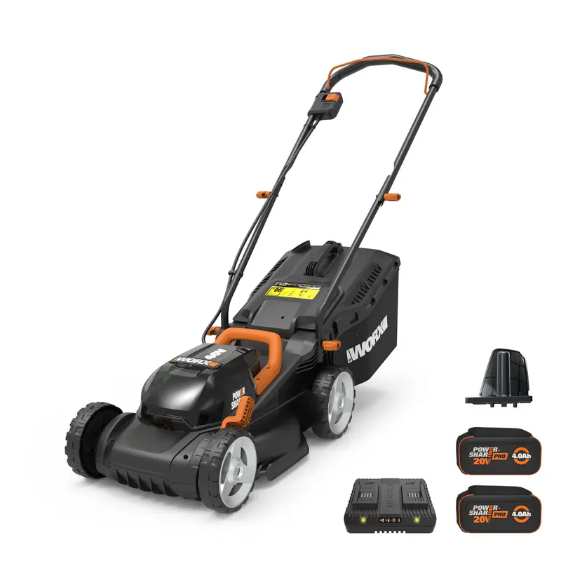 Worx Wg779 — 14-Inch 40V 2-In-1 Lightweight Cordless Lawn Mower For Small Yards (6-Position Height, Includes 2 Batteries & Charger) 1