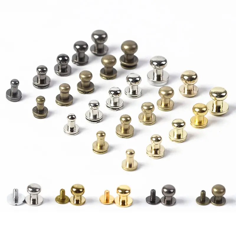 Wuta 20-Pack Solid Brass Chicago Screws – Slotted Round-Head Leather Rivets (10×8 Mm) For Belts & Portfolio Crafts 1